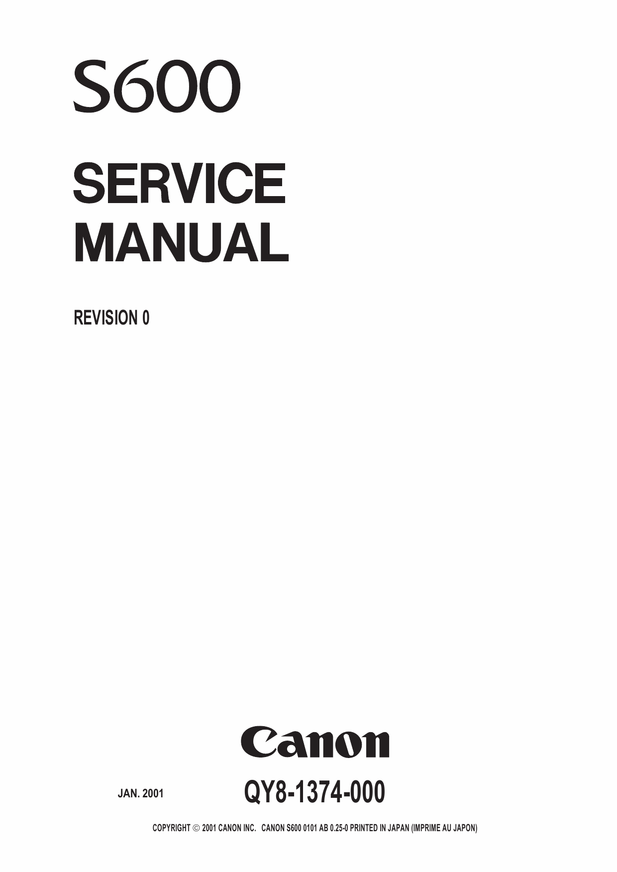Canon PIXUS S600 Service Manual-1
